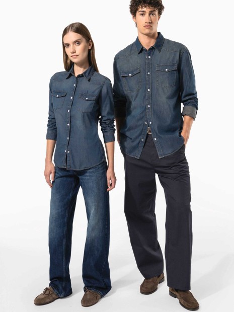 Chemises à personnaliser KARIBAN Chemise denim manches longues 