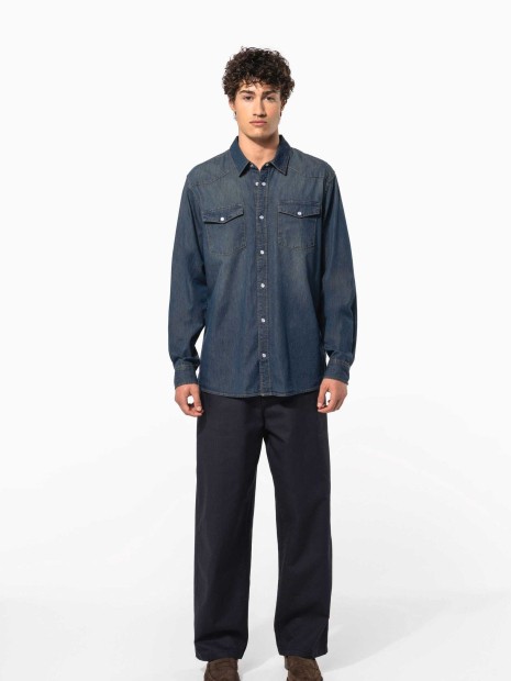 Chemises à personnaliser KARIBAN Chemise denim manches longues 