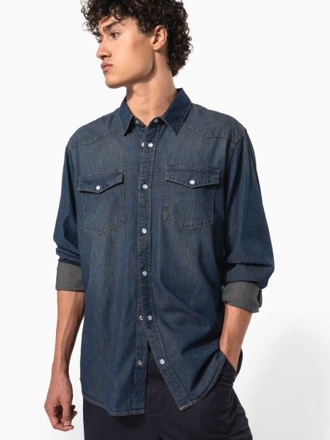 Chemises à personnaliser KARIBAN Chemise denim manches longues 