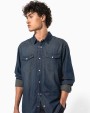 Hemden KARIBAN Heren denim overhemd lange mouwen voor bedrukking &amp; borduring