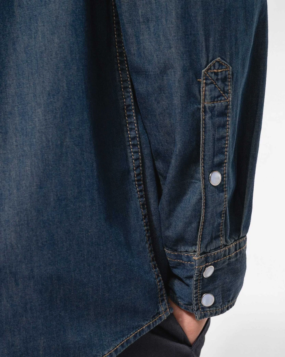Hemden KARIBAN Heren denim overhemd lange mouwen voor bedrukking &amp; borduring