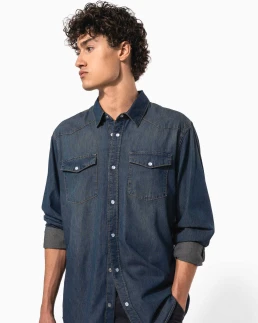 Chemise denim manches longues
