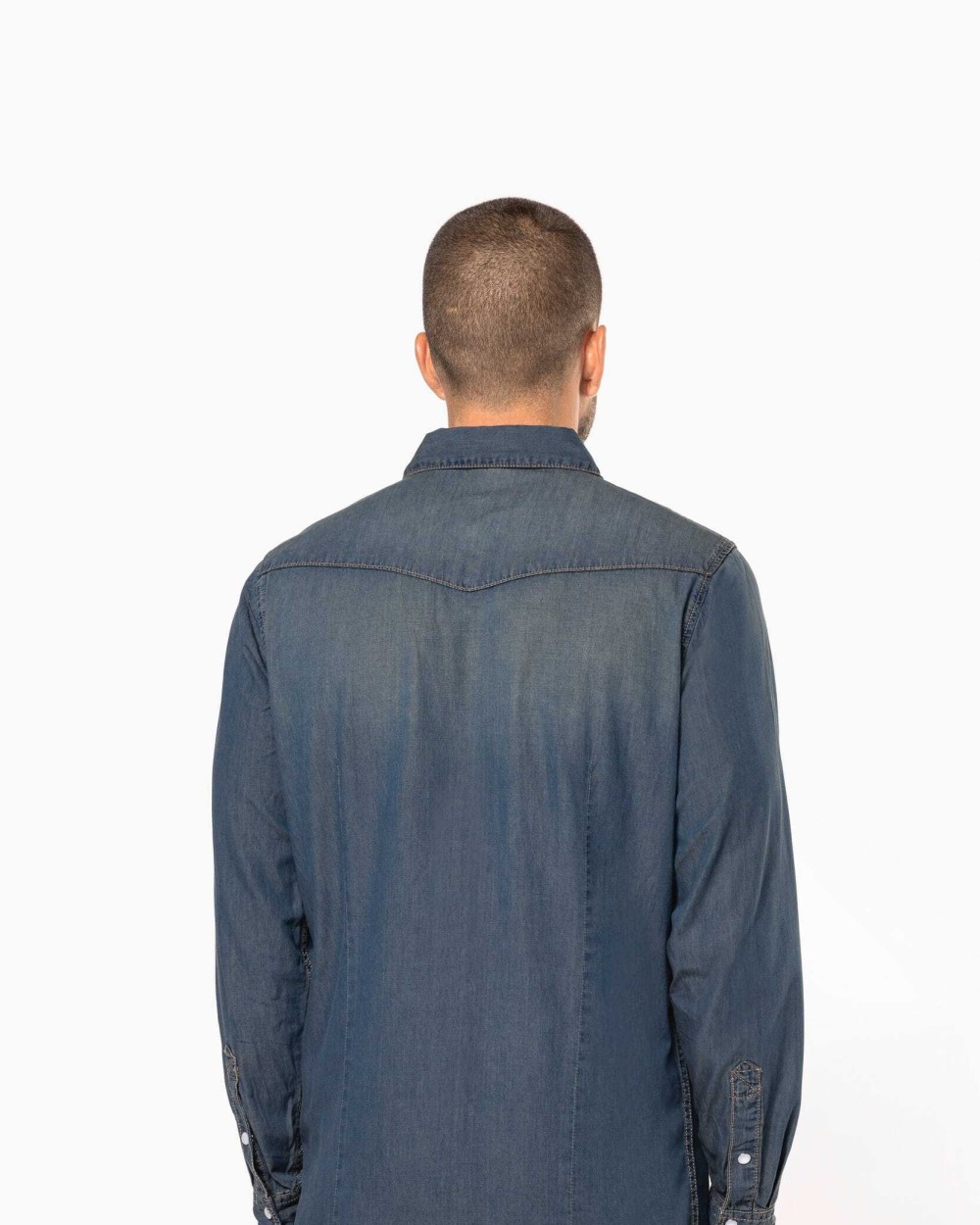 KARIBAN Herren denim-hemd langarm Hemden personalisierbar