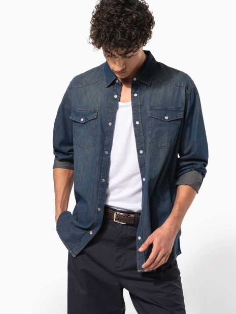 Chemises à personnaliser KARIBAN Chemise denim manches longues 