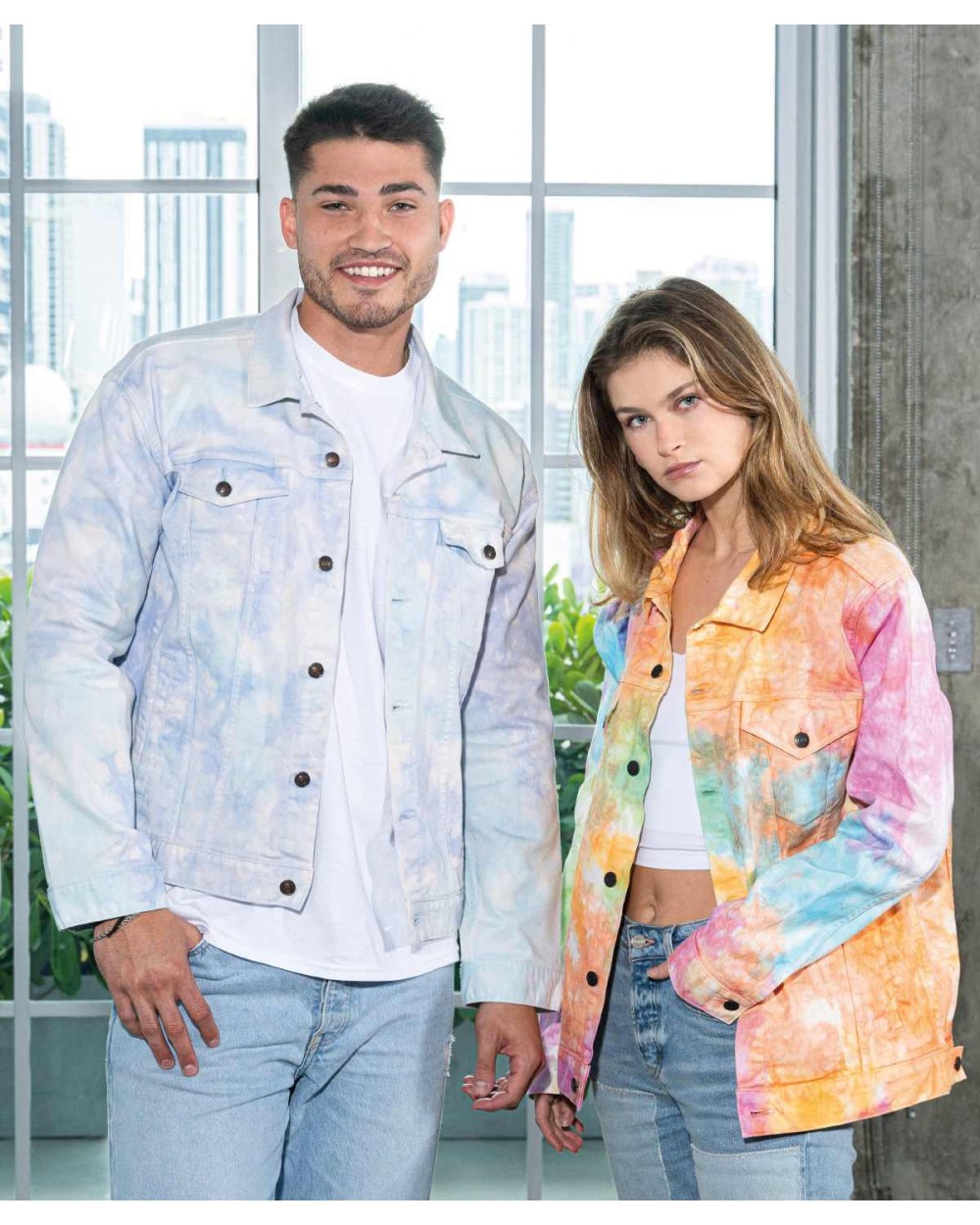 Jassen COLORTONE Tie-dye denim jacket voor bedrukking &amp; borduring