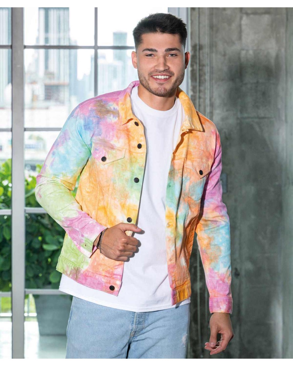 Jassen COLORTONE Tie-dye denim jacket voor bedrukking &amp; borduring