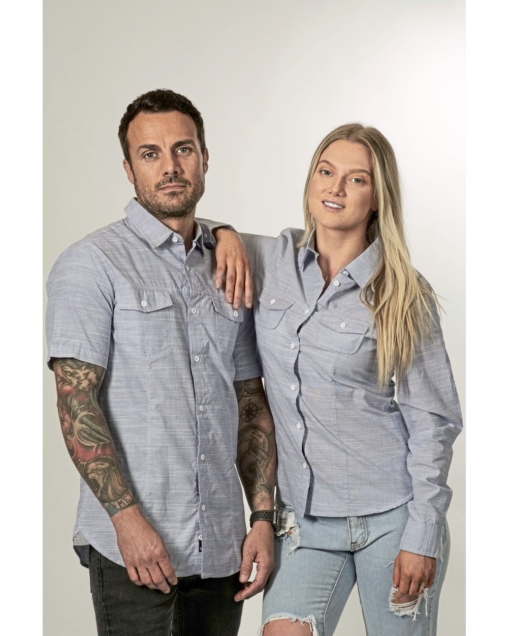 Hemden BURNSIDE Woven Texture Shirt voor bedrukking &amp; borduring