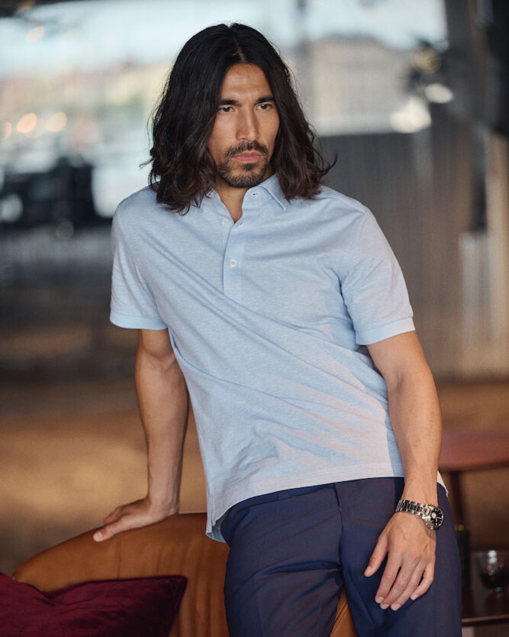 Polo's J. HARVEST & FROST Indigo Bow 133 S/S 
Polo Tailored Fit Heren voor bedrukking &amp; borduring