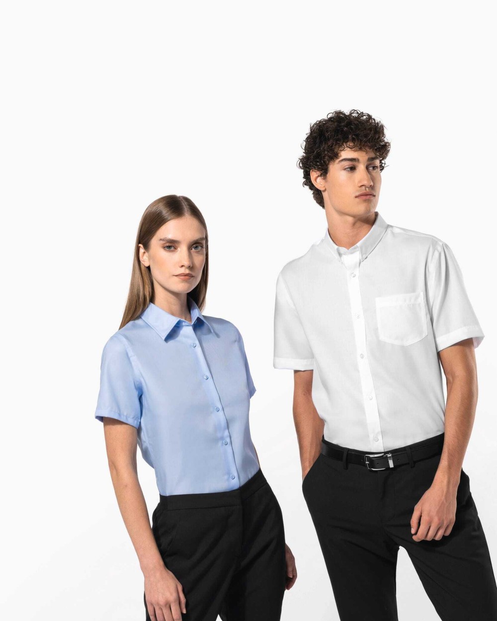 Hemden KARIBAN Dames non-iron blouse korte mouwen voor bedrukking &amp; borduring