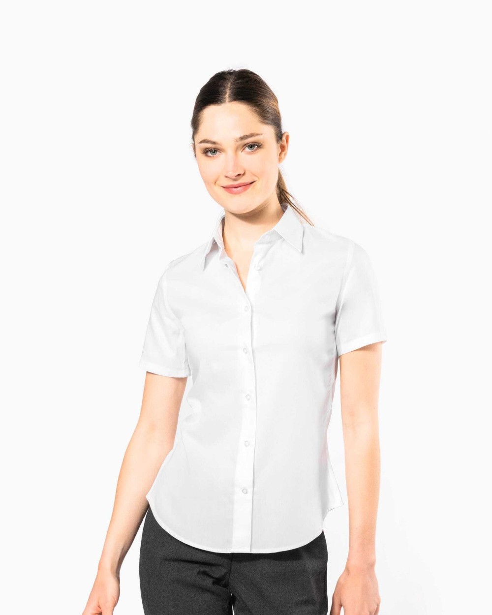 Hemden KARIBAN Dames non-iron blouse korte mouwen voor bedrukking &amp; borduring