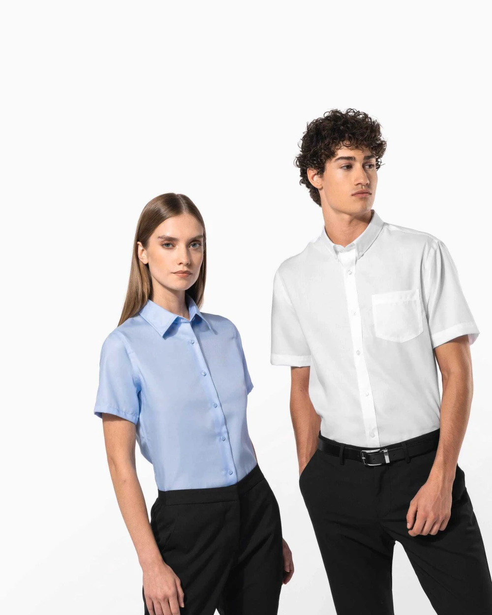 Hemden KARIBAN Dames non-iron blouse korte mouwen voor bedrukking &amp; borduring