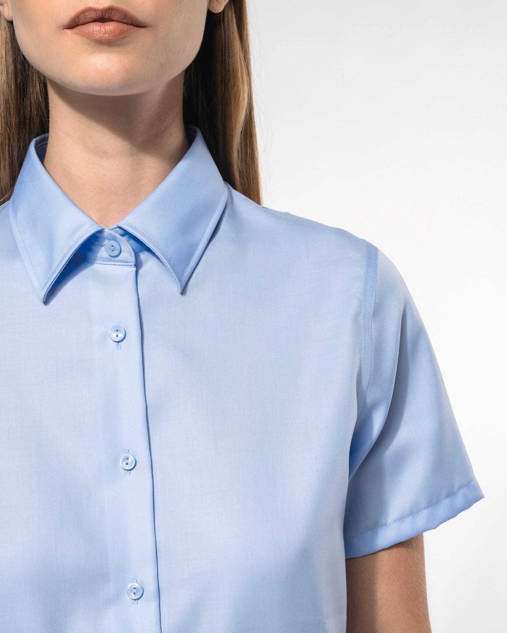 Hemden KARIBAN Dames non-iron blouse korte mouwen voor bedrukking &amp; borduring