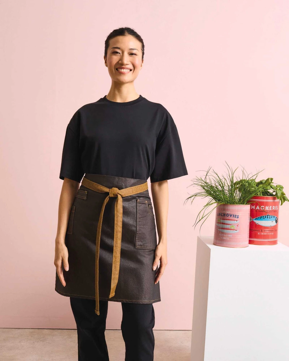 Schorten PREMIER Division - Waxed look denim waist apron voor bedrukking &amp; borduring