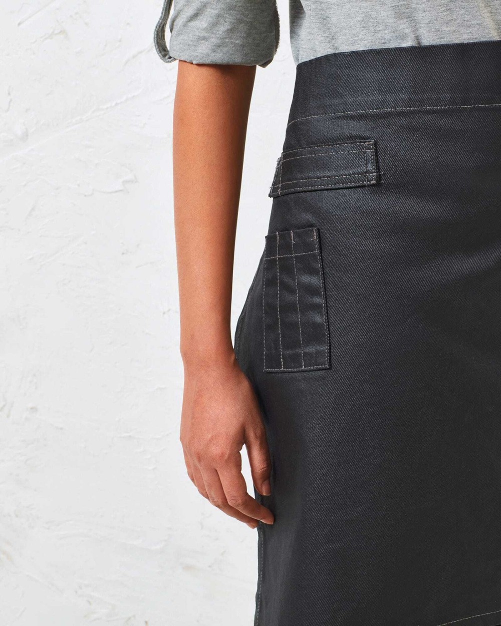 Schorten PREMIER Division - Waxed look denim waist apron voor bedrukking &amp; borduring