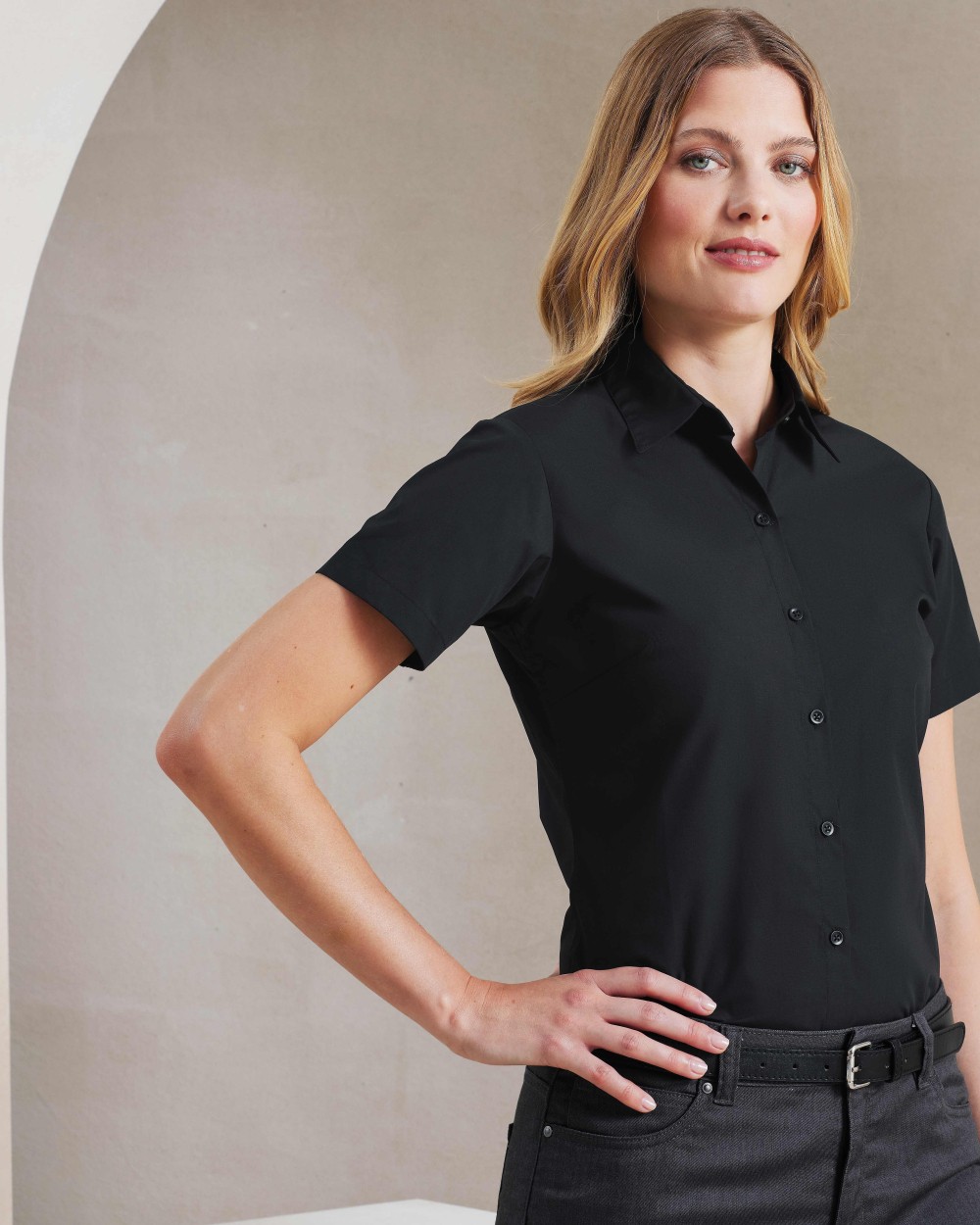 Hemden PREMIER Women's supreme poplin short sleeve shirt voor bedrukking &amp; borduring