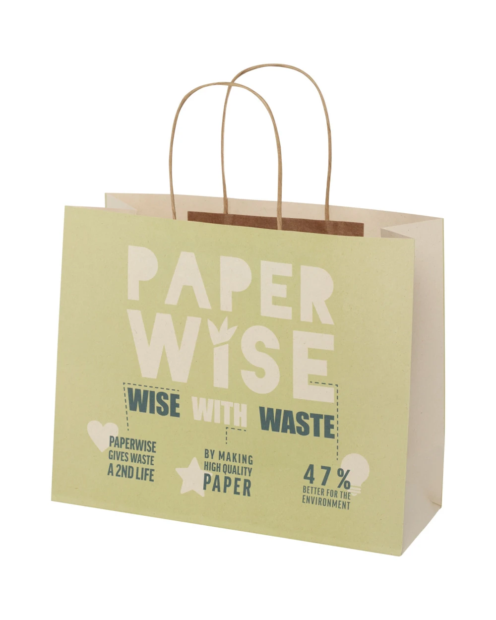 Sacs & Bagagerie personnalisable 4DO Sac en papier fabriqué à partir de déchets agricoles 150 g/m2avec poignées torsadées, 31 x 12 x 2...