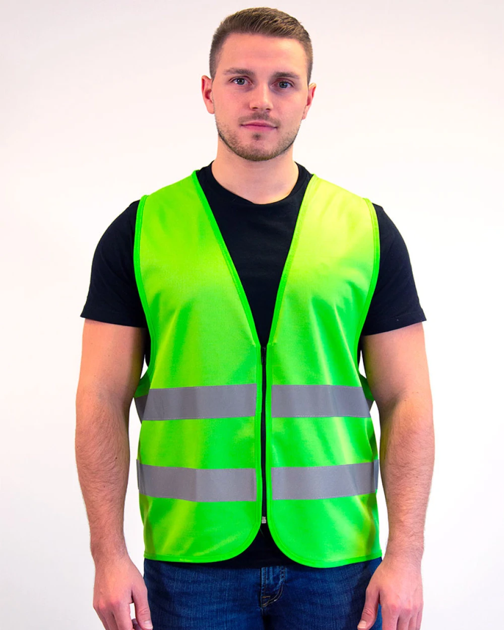 FLUOFLASH Safety jacket !! ZIPPER !! Warnwesten personalisierbar