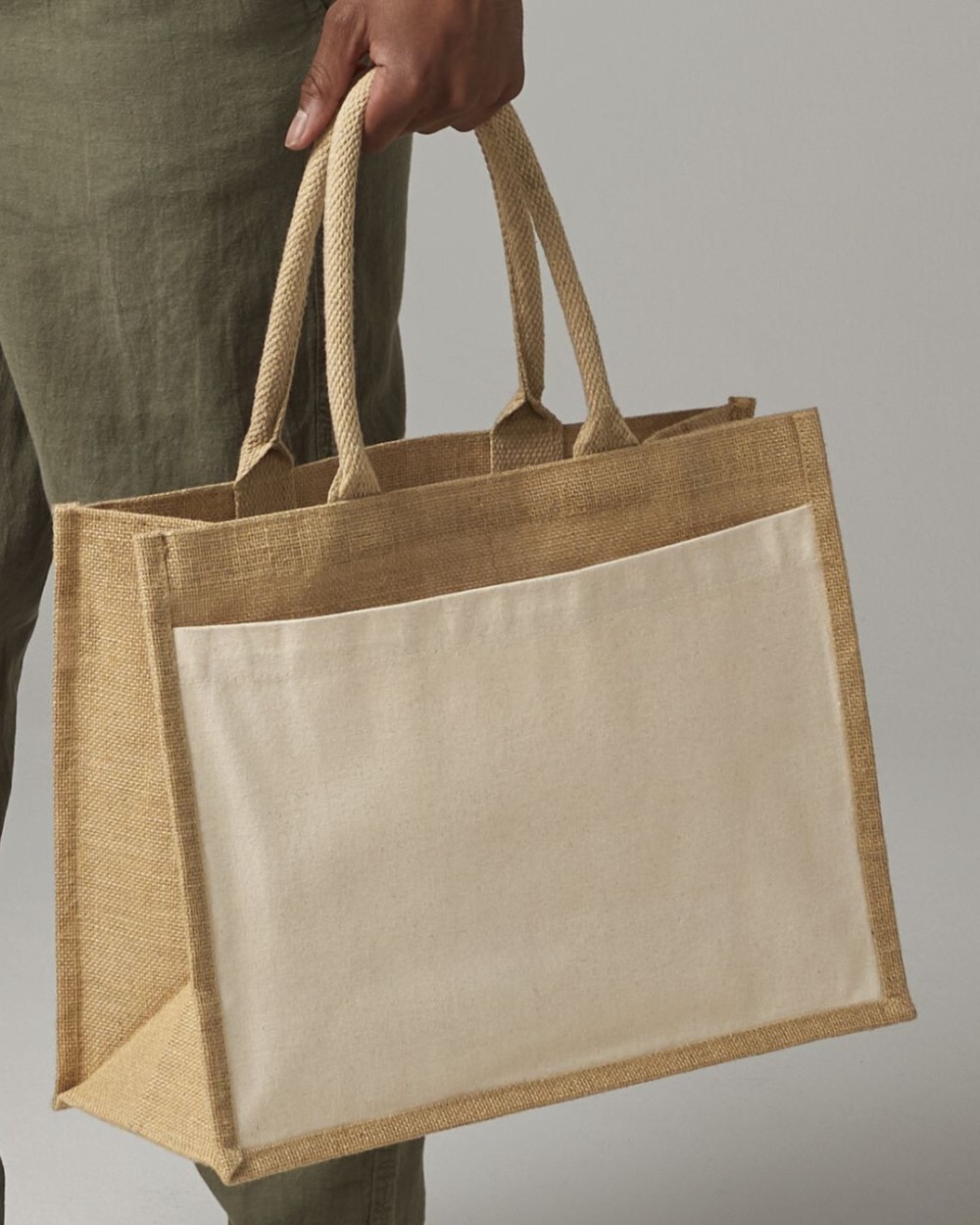 Tote bags WESTFORDMILL COTTON PUCKET JUTE SHOPPER voor bedrukking &amp; borduring