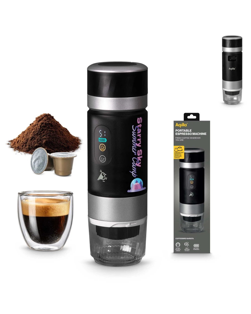 Benodigdheden AQIILA Aqiila Coffeebird Barista Draagbare Espressomachine voor bedrukking &amp; borduring