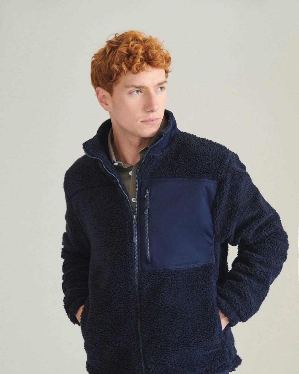 FRONT ROW Recycelter Sherpa-Fleece Jacken personalisierbar