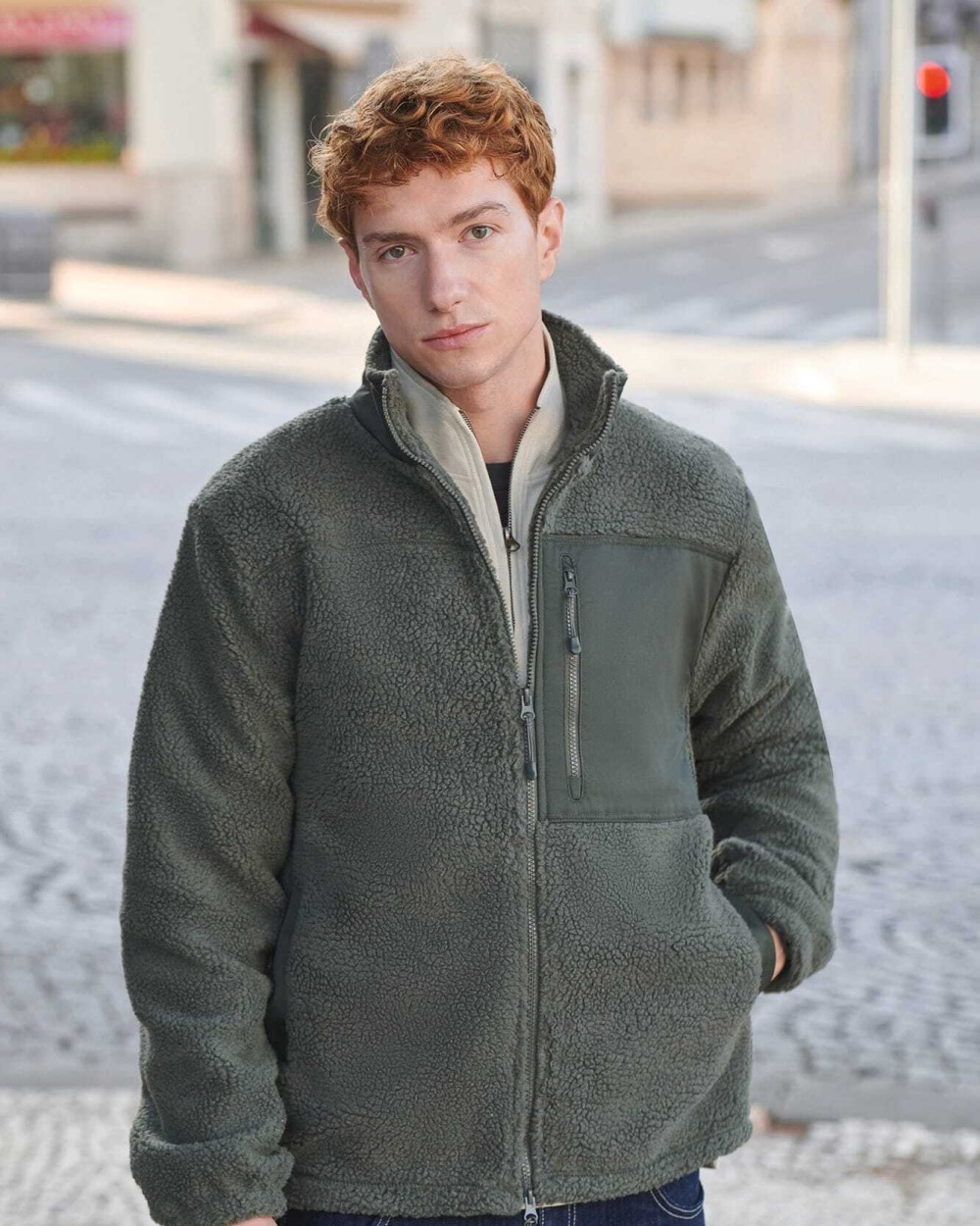 FRONT ROW Recycelter Sherpa-Fleece Jacken personalisierbar