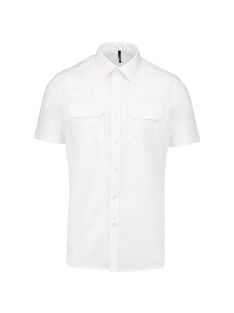 KARIBAN Chemise pilote manches courtes homme /api/colors/7a92cd2d-10d2-40b4-928b-296bb7487506 personnalisable