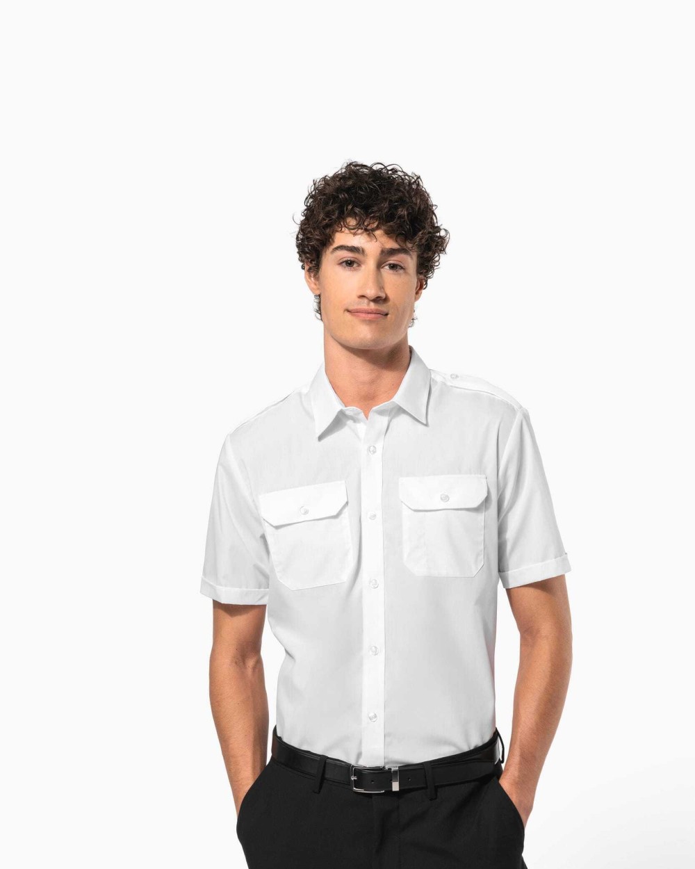 KARIBAN Kurzarm-Pilotenhemd für Herren Hemden personalisierbar