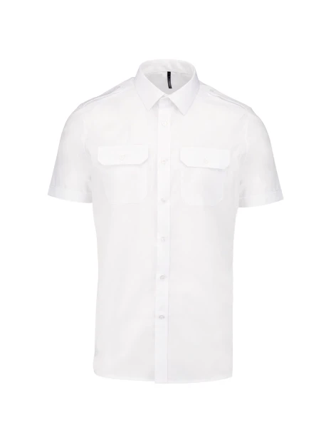 KARIBAN Chemise pilote manches courtes homme /api/colors/7a92cd2d-10d2-40b4-928b-296bb7487506 personnalisable