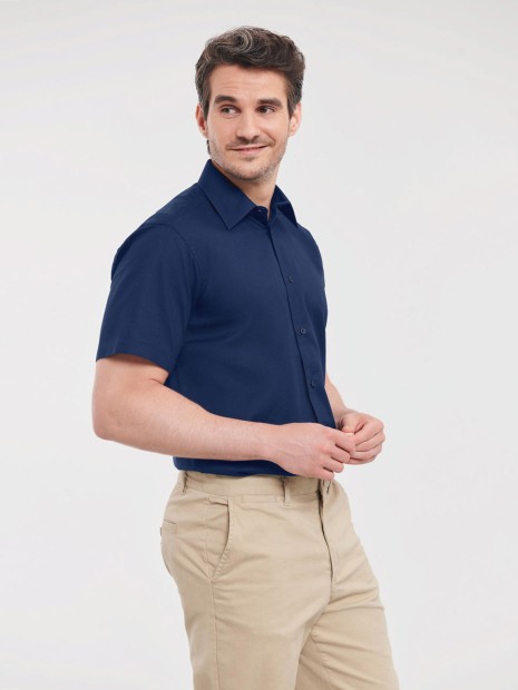 Chemises à personnaliser RUSSELL Chemise oxford cintrée manches courtes homme 