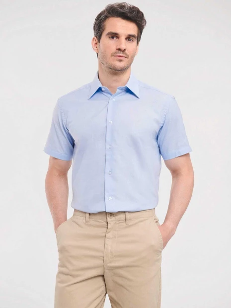 Chemises à personnaliser RUSSELL Chemise oxford cintrée manches courtes homme 