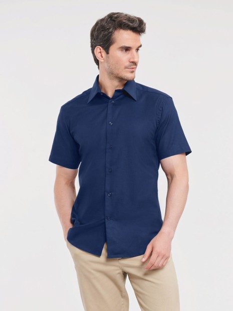 Chemises à personnaliser RUSSELL Chemise oxford cintrée manches courtes homme 