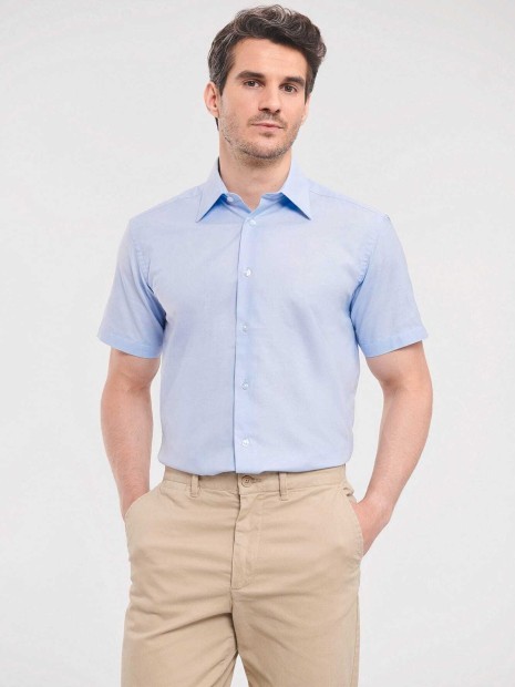 Chemises à personnaliser RUSSELL Chemise oxford cintrée manches courtes homme 