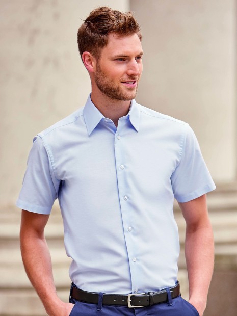 Chemises à personnaliser RUSSELL Chemise oxford cintrée manches courtes homme 