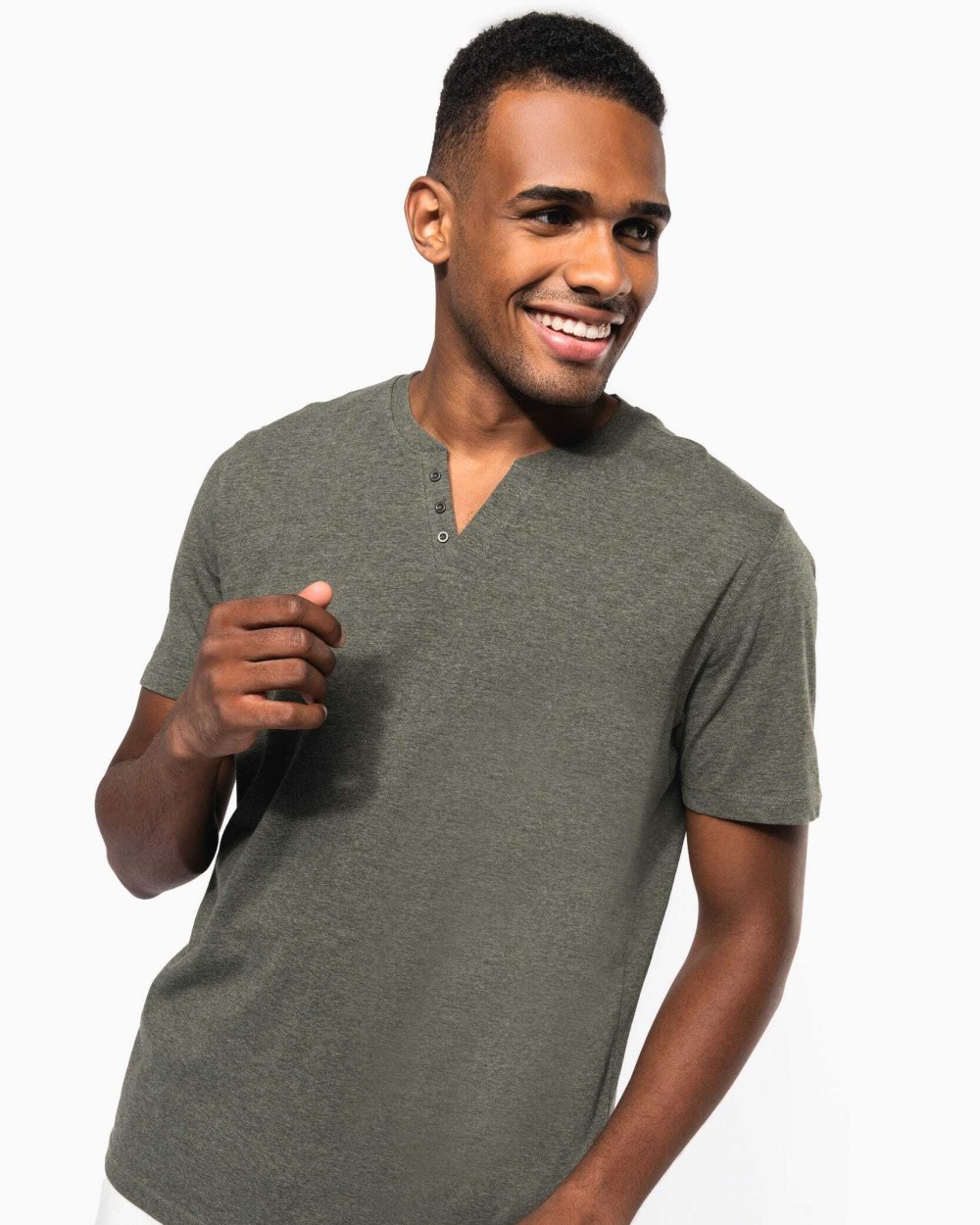 T-shirts KARIBAN Heren T-shirt henley voor bedrukking &amp; borduring