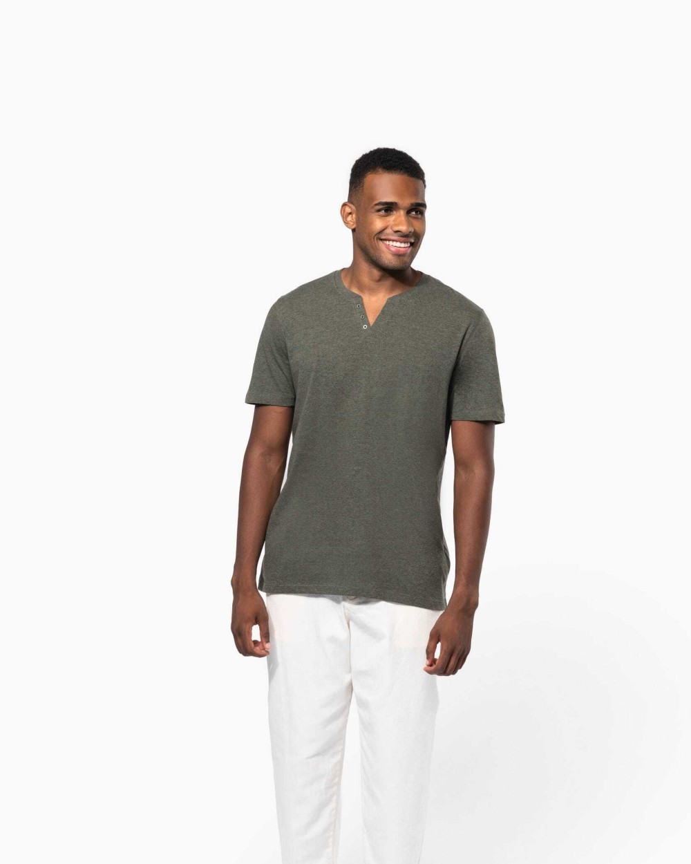 T-shirts KARIBAN Heren T-shirt henley voor bedrukking &amp; borduring