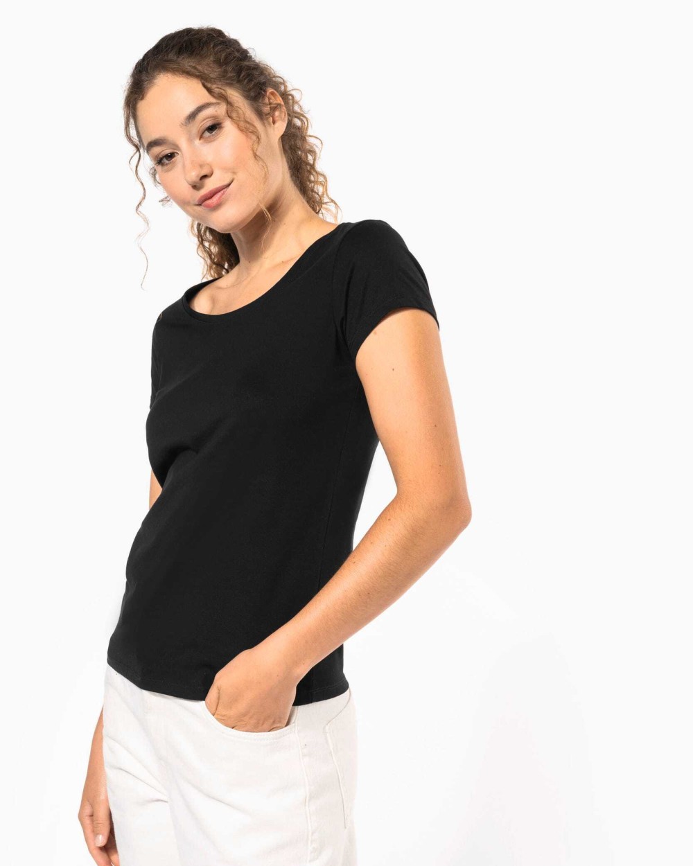 T-shirts KARIBAN Dames-T-shirt korte mouwen met boothals voor bedrukking &amp; borduring