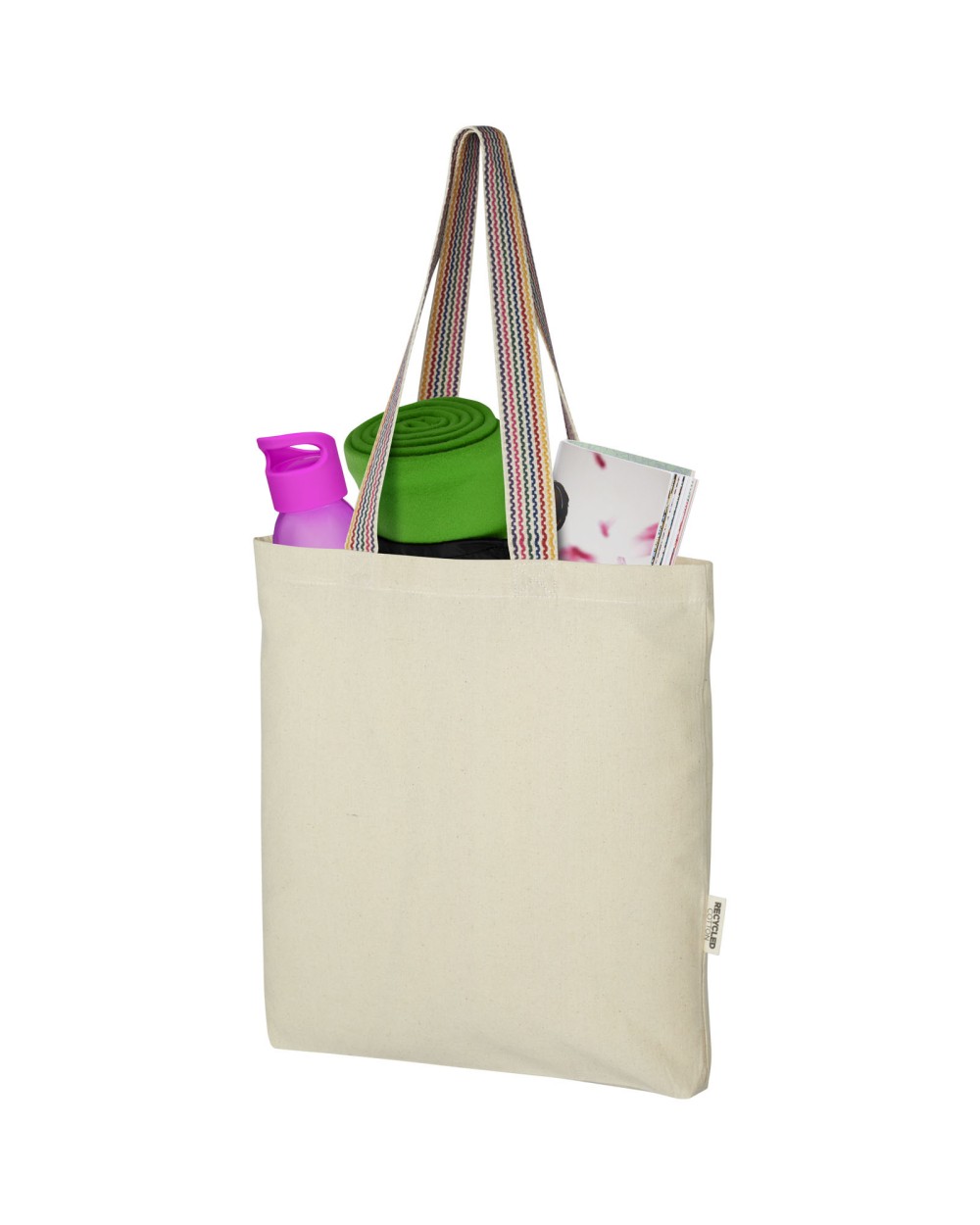 Tote bags 4DO Rainbow draagtas 5 l van 180 g/m² gerecycled katoen  voor bedrukking &amp; borduring