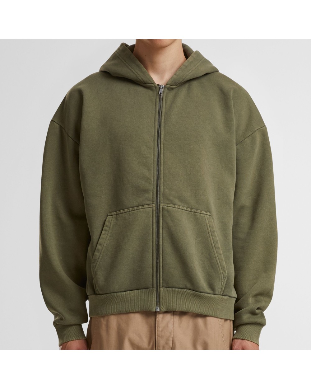 Sweat-shirts personnalisable BUILD YOUR BRAND STONEWASH HEAVY ZIP HOODIE