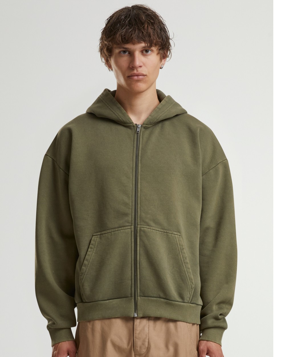 Sweaters & hoodies BUILD YOUR BRAND STONEWASH HEAVY ZIP HOODIE voor bedrukking &amp; borduring