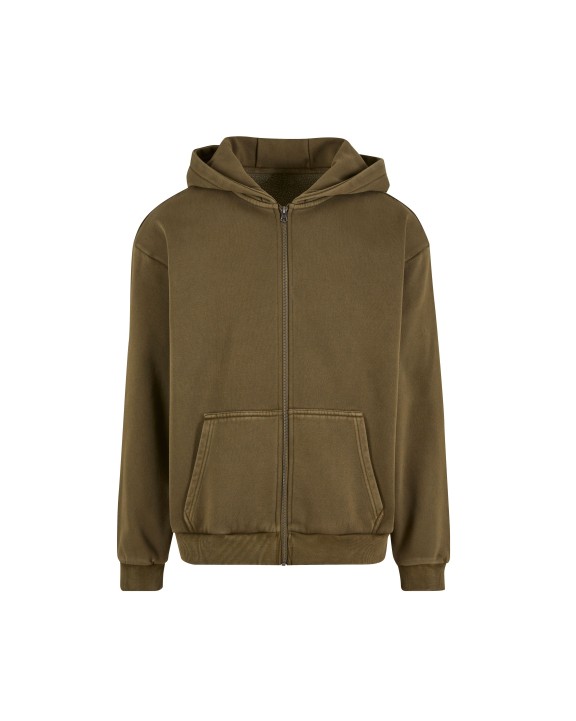 BUILD YOUR BRAND STONEWASH HEAVY ZIP HOODIE Sweatshirts personalisierbar
