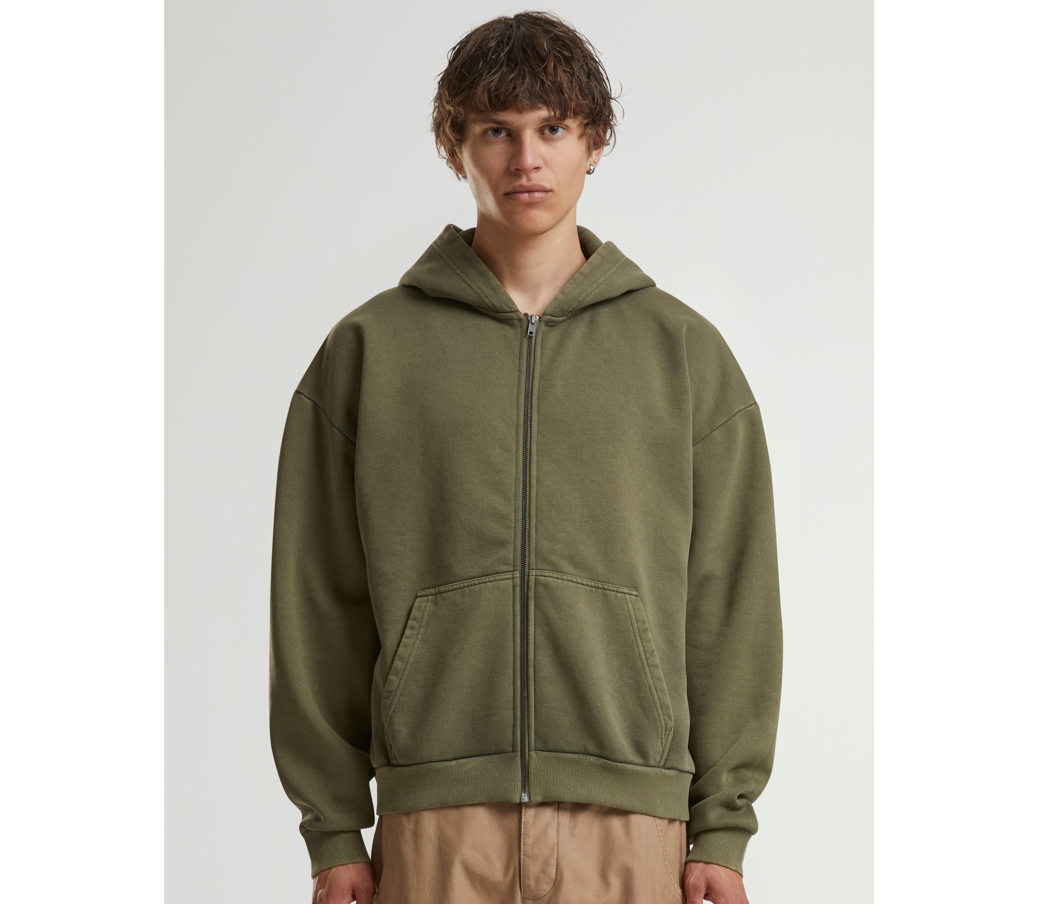 Sweat-shirts personnalisable BUILD YOUR BRAND STONEWASH HEAVY ZIP HOODIE