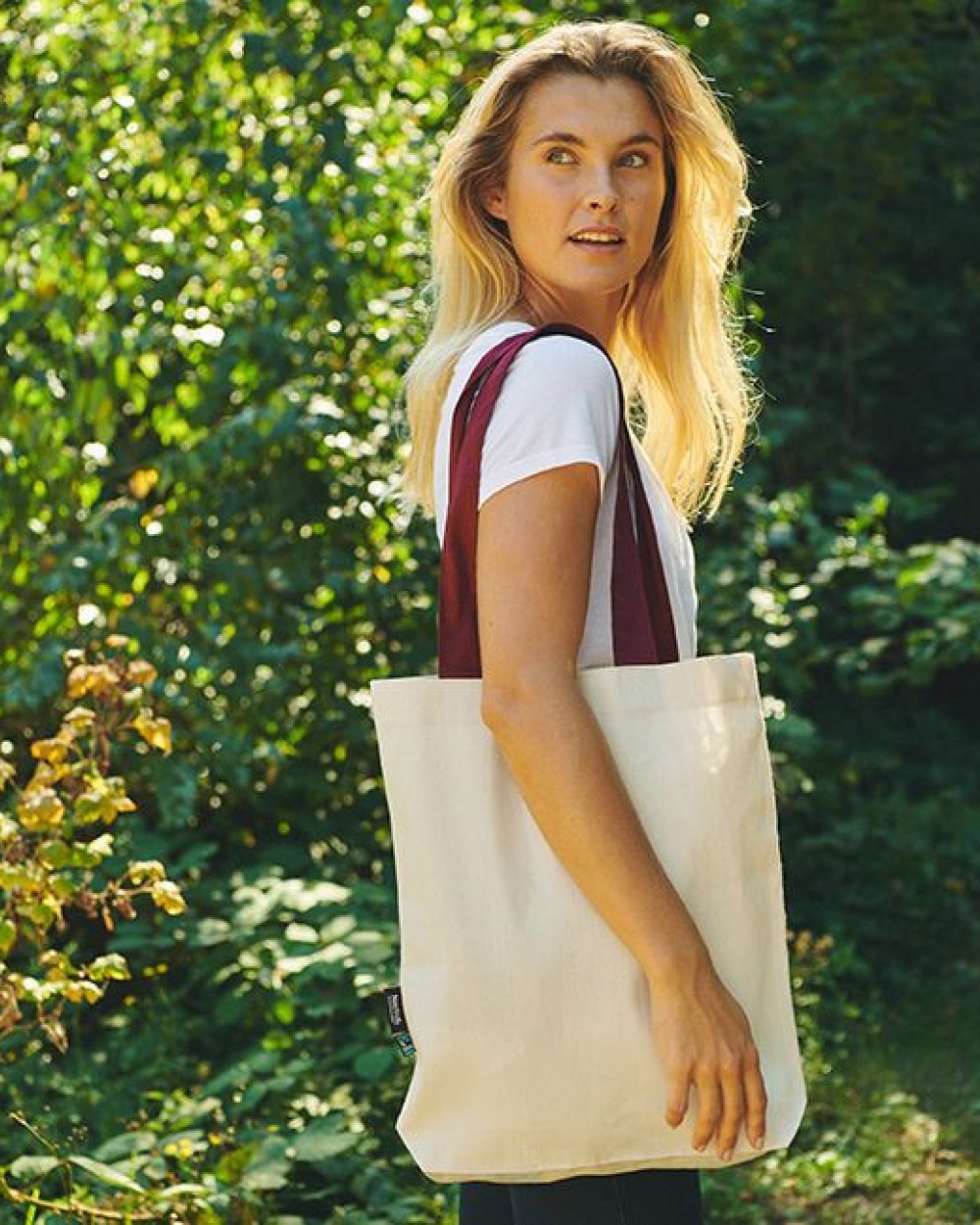 NEUTRAL TWILL BAG WITH CONTRAST HANDLES Taschen personalisierbar