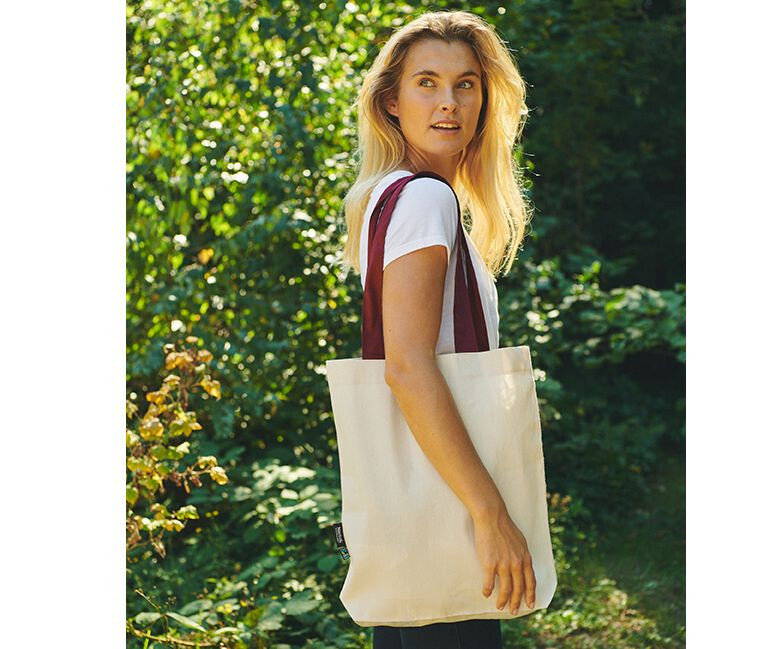 Tassen & Zakken NEUTRAL TWILL BAG WITH CONTRAST HANDLES voor bedrukking &amp; borduring