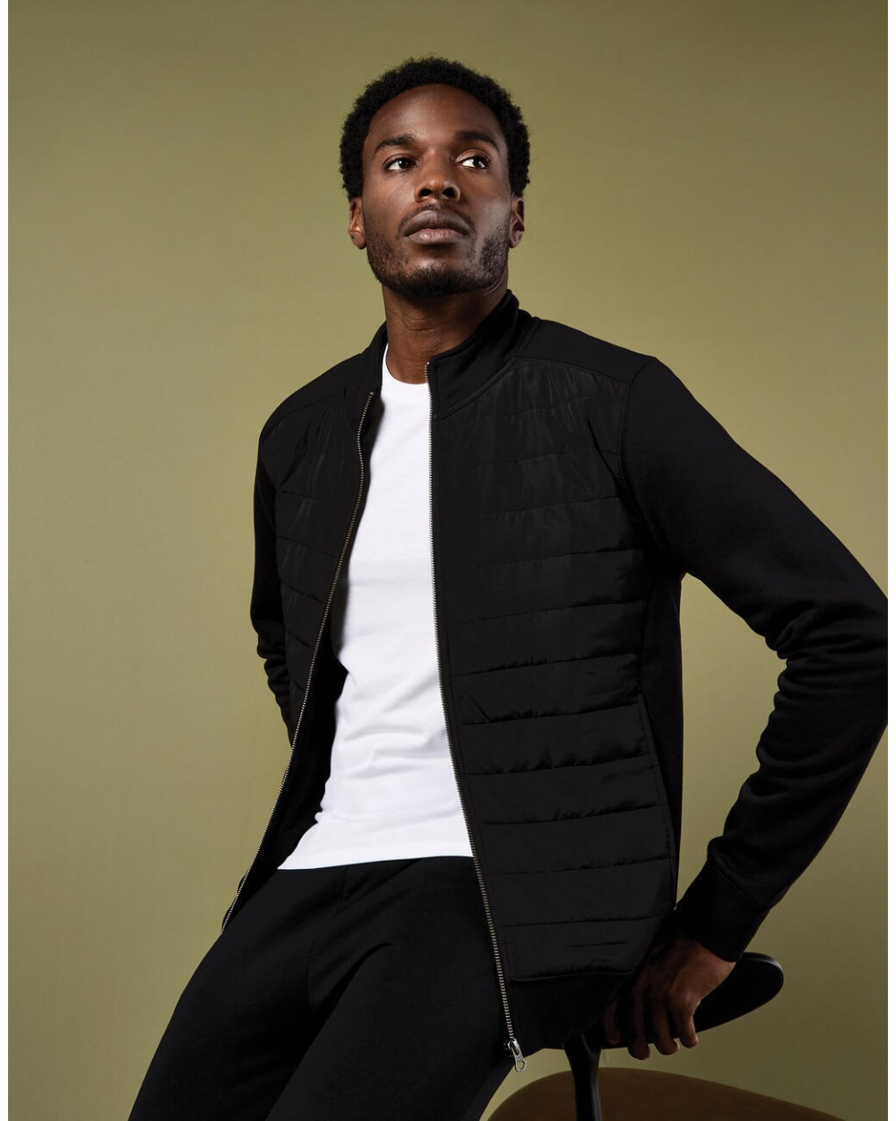 KUSTOM KIT Regular Fit Quilted Full Zip Sweatshirt Sweatshirts personalisierbar