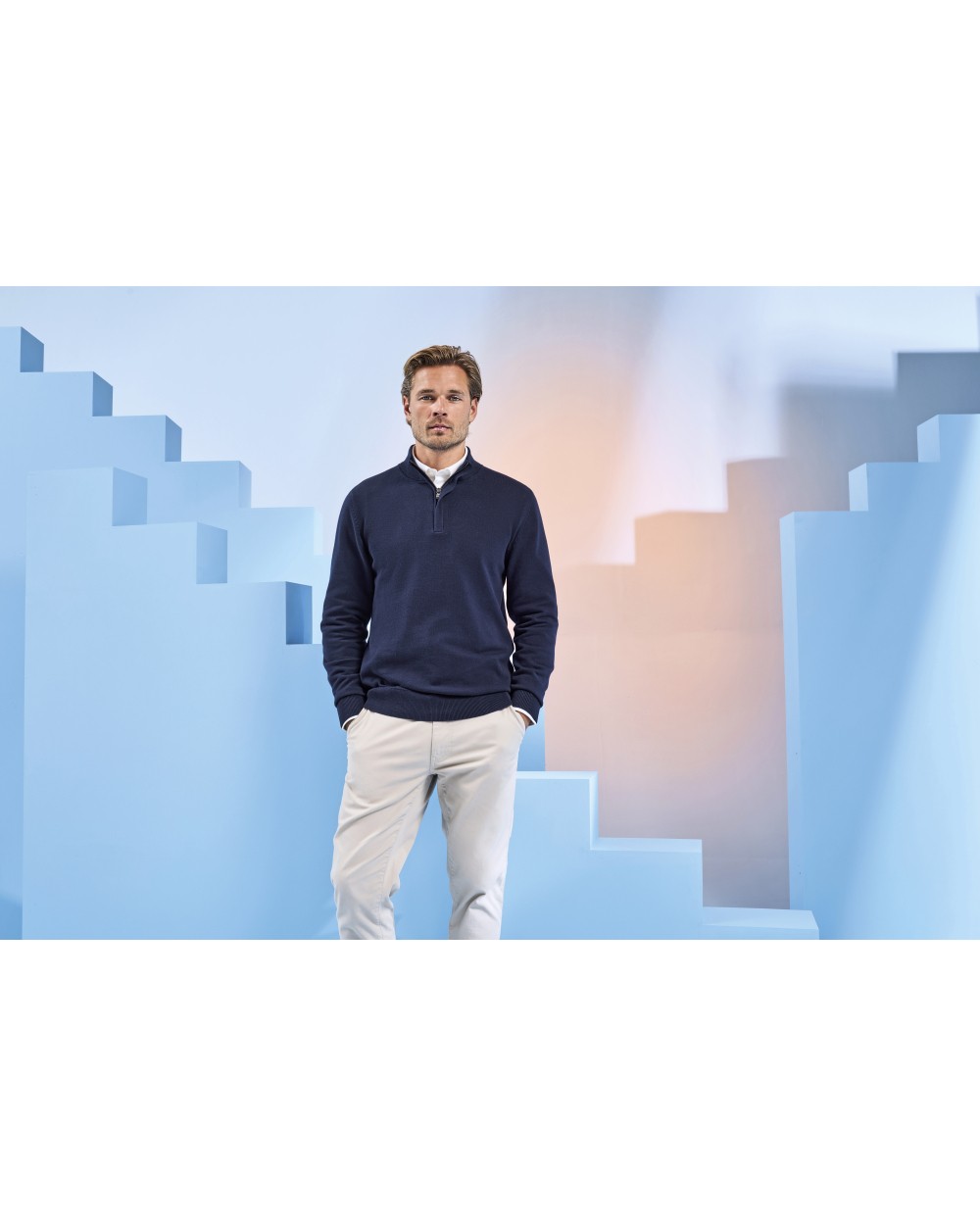 ASQUITH & FOX Men´s Cotton Blend 1/4 Zip Sweater Pullovers personalisierbar