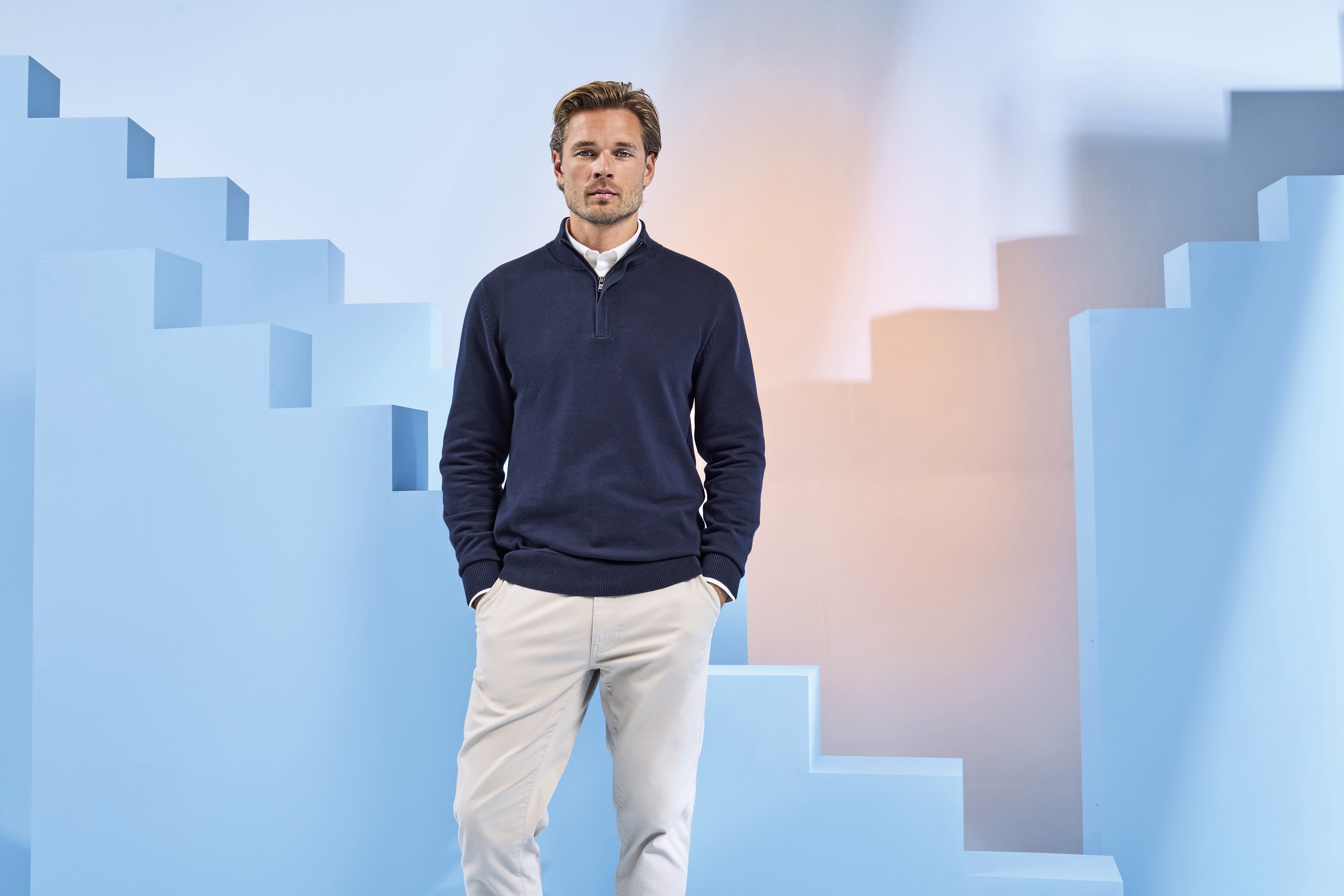 Pulls personnalisable ASQUITH & FOX Men´s Cotton Blend 1/4 Zip Sweater