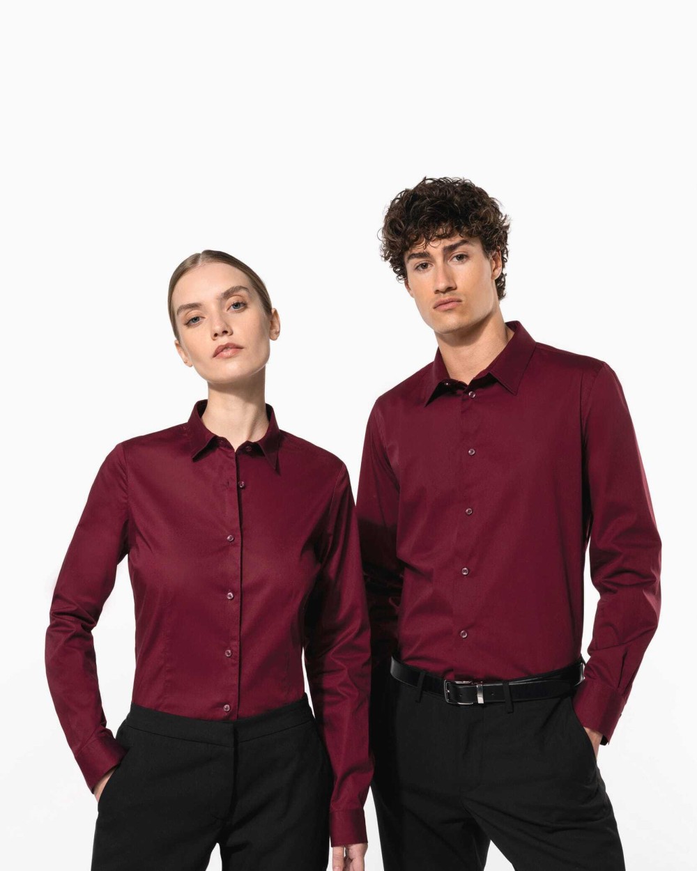 Hemden KARIBAN Dames stretch blouse lange mouwen voor bedrukking &amp; borduring