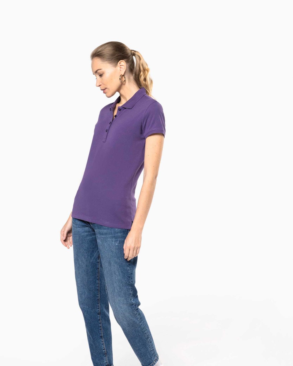 KARIBAN Dammen Kurzam Poloshirt aus Baumwollpiqué Poloshirts personalisierbar