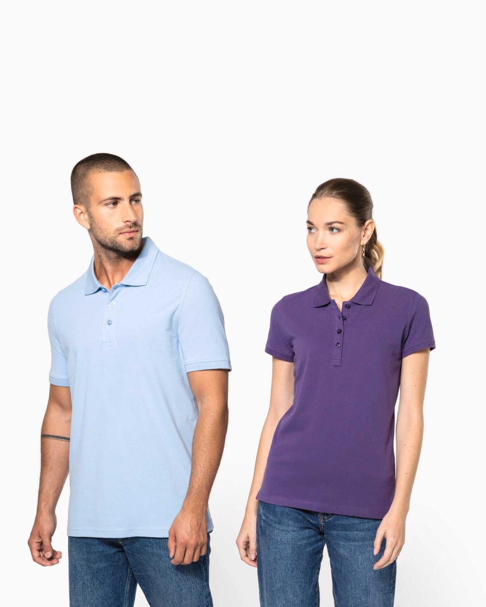 KARIBAN Dammen Kurzam Poloshirt aus Baumwollpiqué Poloshirts personalisierbar