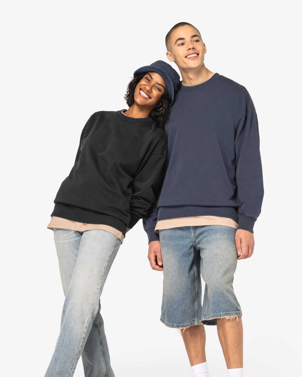 NATIVE SPIRIT Ausgewaschenes umweltfreundliches Oversize Unisex-Sweatshirt mit Rundhalsausschnitt Sweatshirts personalisierbar